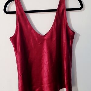Vintage Partners Mervyns Red Satin Sleeveless Tank Top Blouse Women's